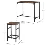 5-Piece Dining Table Set, Industrial Bar Table and 4 Stools, Space-Saving, Rustic Brown/Black for Pub and Kitchen - Image 3