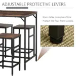 5-Piece Dining Table Set, Industrial Bar Table and 4 Stools, Space-Saving, Rustic Brown/Black for Pub and Kitchen - Image 6