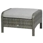 5 Piece Gray Rattan Wicker Lounge Chair Set Outdoor Patio Conversation with Cushions Chairs Ottomans and Glass Table - Image 8