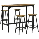 5 Piece Industrial Dining Set Bar Table and Round Stools Metal Frame for Pub Dining Room - Image 11