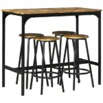5 Piece Industrial Dining Set Bar Table and Round Stools Metal Frame for Pub Dining Room