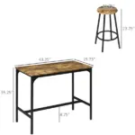 5 Piece Industrial Dining Set Bar Table and Round Stools Metal Frame for Pub Dining Room - Image 3