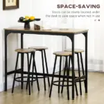 5 Piece Industrial Dining Set Bar Table and Round Stools Metal Frame for Pub Dining Room - Image 5