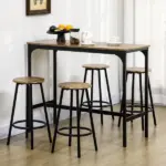 5 Piece Industrial Dining Set Bar Table and Round Stools Metal Frame for Pub Dining Room - Image 10