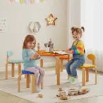 5 Piece Kids Table and Chairs Set, Toddler Table and Chair Set with Built-in Storage, for Nursery, Living Room, Playroom - Image 2