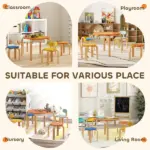 5 Piece Kids Table and Chairs Set, Toddler Table and Chair Set with Built-in Storage, for Nursery, Living Room, Playroom - Image 8