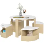 Qaba 5 Piece Kids Table and Chairs Set with Storage, White, for Art, Craft, Drawing, Playroom, Classroom, Nursery - Image 11