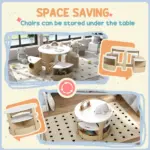Qaba 5 Piece Kids Table and Chairs Set with Storage, White, for Art, Craft, Drawing, Playroom, Classroom, Nursery - Image 5