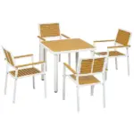 5 Piece Patio Dining Set Yellow Aluminum Outdoor Furniture with HDPE Materials Umbrella Hole for Garden - Image 11