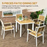 5 Piece Patio Dining Set Yellow Aluminum Outdoor Furniture with HDPE Materials Umbrella Hole for Garden - Image 4