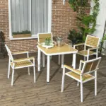 5 Piece Patio Dining Set Yellow Aluminum Outdoor Furniture with HDPE Materials Umbrella Hole for Garden - Image 10