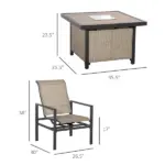 Outsunny 5-Piece Rattan Patio Dining Set Outdoor Wicker Furniture Set 4 Rocking Chairs and Square Table with Metal Ice Bucket, Beige - Image 3