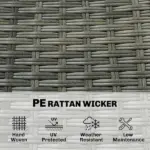 5 Piece Wicker Outdoor Bar Set, Acacia Wood Outdoor High Top Table and Chairs with 3 Tier Shelves, Cushions, Gray - Image 6