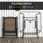 5 Pieces Patio Table and Chairs, Foldable Wicker Outdoor Dining Table Set with Umbrella Hole, Dark Brown - Image 5