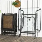 5 Pieces Patio Table and Chairs, Foldable Wicker Outdoor Dining Table Set with Umbrella Hole, Dark Brown - Image 10