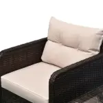 5 Piece Rattan Patio Conversation Set with Chairs, Ottomans and Coffee Table, Brown Beige - Image 9