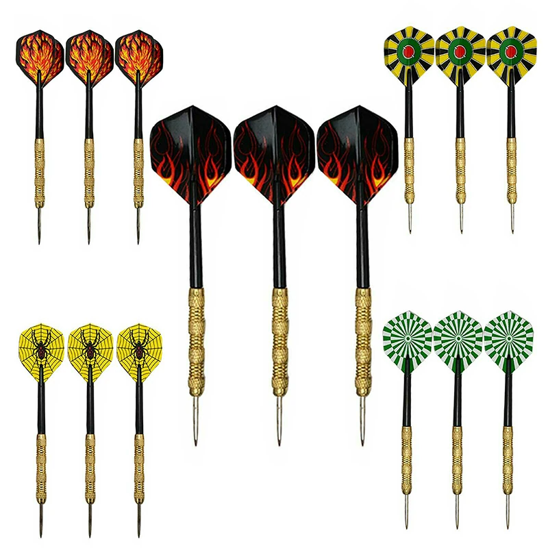 5 Set 15 Piece Steel Tip Darts Set with Slim Barrels and Flights