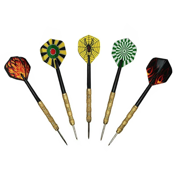 5 Set 15 Piece Steel Tip Darts Set with Slim Barrels and Flights