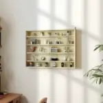 HOMCOM 5-Tier Display Cabinet, Wall-Mounted Display Case with 2 Glass Doors and Adjustable Shelves, Oak - Image 2