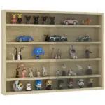 HOMCOM 5-Tier Display Cabinet, Wall-Mounted Display Case with 2 Glass Doors and Adjustable Shelves, Oak - Image 11