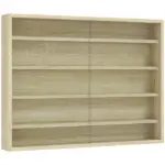 HOMCOM 5-Tier Display Cabinet, Wall-Mounted Display Case with 2 Glass Doors and Adjustable Shelves, Oak - Image 12