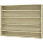 HOMCOM 5-Tier Display Cabinet, Wall-Mounted Display Case with 2 Glass Doors and Adjustable Shelves, Oak