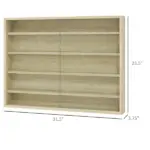 HOMCOM 5-Tier Display Cabinet, Wall-Mounted Display Case with 2 Glass Doors and Adjustable Shelves, Oak - Image 3