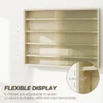 HOMCOM 5-Tier Display Cabinet, Wall-Mounted Display Case with 2 Glass Doors and Adjustable Shelves, Oak - Image 4