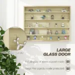 HOMCOM 5-Tier Display Cabinet, Wall-Mounted Display Case with 2 Glass Doors and Adjustable Shelves, Oak - Image 5