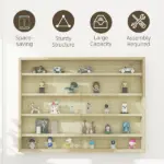 HOMCOM 5-Tier Display Cabinet, Wall-Mounted Display Case with 2 Glass Doors and Adjustable Shelves, Oak - Image 6