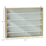 HOMCOM 5-Tier Display Cabinet, Wall-Mounted Display Case with 2 Glass Doors and Adjustable Shelves, Oak and White - Image 3