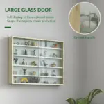 HOMCOM 5-Tier Display Cabinet, Wall-Mounted Display Case with 2 Glass Doors and Adjustable Shelves, Oak and White - Image 5