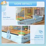 PawHut 5-Tier Hamster Cage, Portable Animal Travel Carrier with Exercise Wheels, Tube, Light Blue - Image 7
