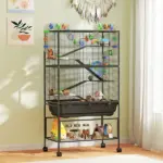PawHut 5 Tier Hamster Cage, Rolling Rat Cage with Deep Tray, Storage Shelf, Big Exercise Wheel, Hut, Tube System - Image 2
