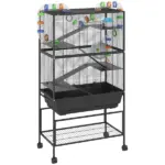 PawHut 5 Tier Hamster Cage, Rolling Rat Cage with Deep Tray, Storage Shelf, Big Exercise Wheel, Hut, Tube System - Image 12