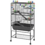 PawHut 5 Tier Hamster Cage, Rolling Rat Cage with Deep Tray, Storage Shelf, Big Exercise Wheel, Hut, Tube System