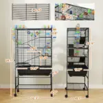 PawHut 5 Tier Hamster Cage, Rolling Rat Cage with Deep Tray, Storage Shelf, Big Exercise Wheel, Hut, Tube System - Image 3