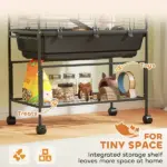 PawHut 5 Tier Hamster Cage, Rolling Rat Cage with Deep Tray, Storage Shelf, Big Exercise Wheel, Hut, Tube System - Image 7