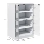 4-Tier Media Cabinet with Adjustable Shelves Tempered Glass Doors and Cable Management Distressed White - Image 3