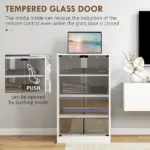 4-Tier Media Cabinet with Adjustable Shelves Tempered Glass Doors and Cable Management Distressed White - Image 7