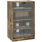 5-Tier Media Cabinet, Media Stand with Adjustable Shelves, Tempered Glass Doors, and Cable Management, Rustic Brown - Image 11