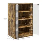 5-Tier Media Cabinet, Media Stand with Adjustable Shelves, Tempered Glass Doors, and Cable Management, Rustic Brown - Image 3