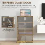 5-Tier Media Cabinet, Media Stand with Adjustable Shelves, Tempered Glass Doors, and Cable Management, Rustic Brown - Image 7
