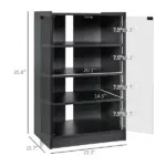 5-Tier Media Stand Cabinet with Adjustable Shelves, Tempered Glass Door for TV Gaming Consoles DVD Player Receiver, Black - Image 3