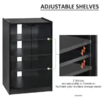 5-Tier Media Stand Cabinet with Adjustable Shelves, Tempered Glass Door for TV Gaming Consoles DVD Player Receiver, Black - Image 4