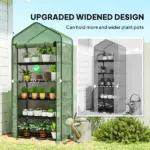 Outsunny 5 Tier Mini Greenhouse, Small Portable Greenhouse with PE Cover, Roll-Up Zippered Door, 76" x 35.4" x 19.3", Green - Image 4