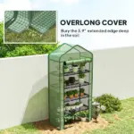 Outsunny 5 Tier Mini Greenhouse, Small Portable Greenhouse with PE Cover, Roll-Up Zippered Door, 76" x 35.4" x 19.3", Green - Image 8