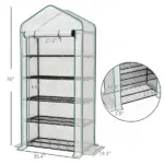 Outsunny 5 Tier Mini Greenhouse, Small Portable Greenhouse with PE Cover, Roll-Up Zippered Door, 76 Inch x 35.4 Inch x 19.3 Inch, White - Image 3