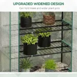 Outsunny 5 Tier Mini Greenhouse, Small Portable Greenhouse with PE Cover, Roll-Up Zippered Door, 76 Inch x 35.4 Inch x 19.3 Inch, White - Image 4
