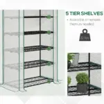 Outsunny 5 Tier Mini Greenhouse, Small Portable Greenhouse with PE Cover, Roll-Up Zippered Door, 76 Inch x 35.4 Inch x 19.3 Inch, White - Image 5